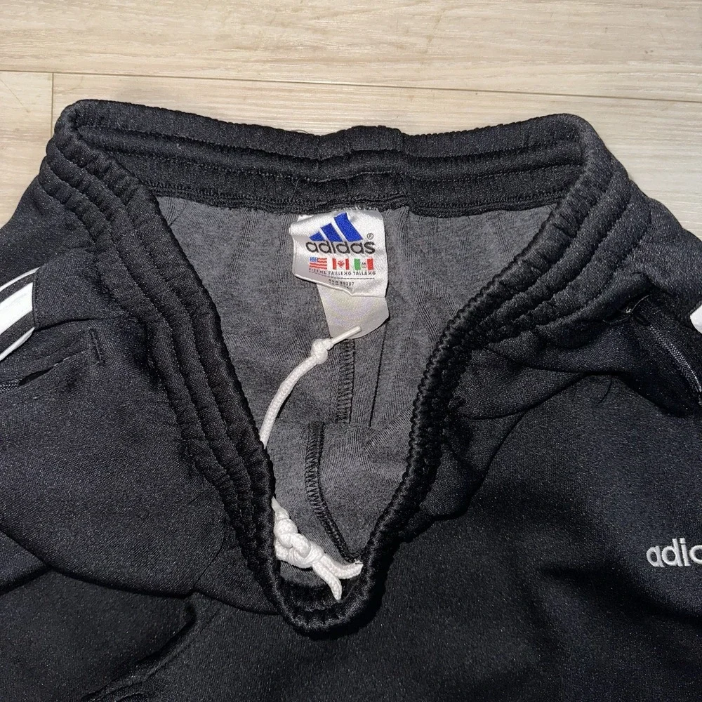 VTG Adidas Pants Mens XL Windbreaker Track Pants Black Striped Drawstring‎ Y2K